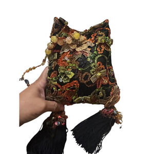 Mary Frances Shoulder Bag Tassels Flowers Bows Feathers Beads Hobo Vintage